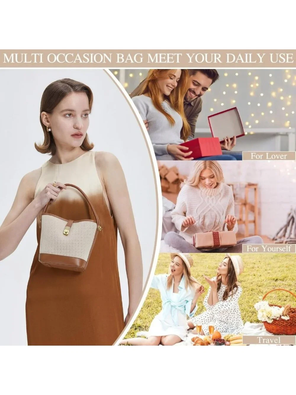 Trendy Coated Canvas Bucket Crossbody Bag for Women | Small Satchel Purse with